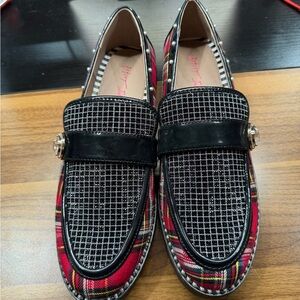 Betsey Johnson Black and Red Plaid Loafers